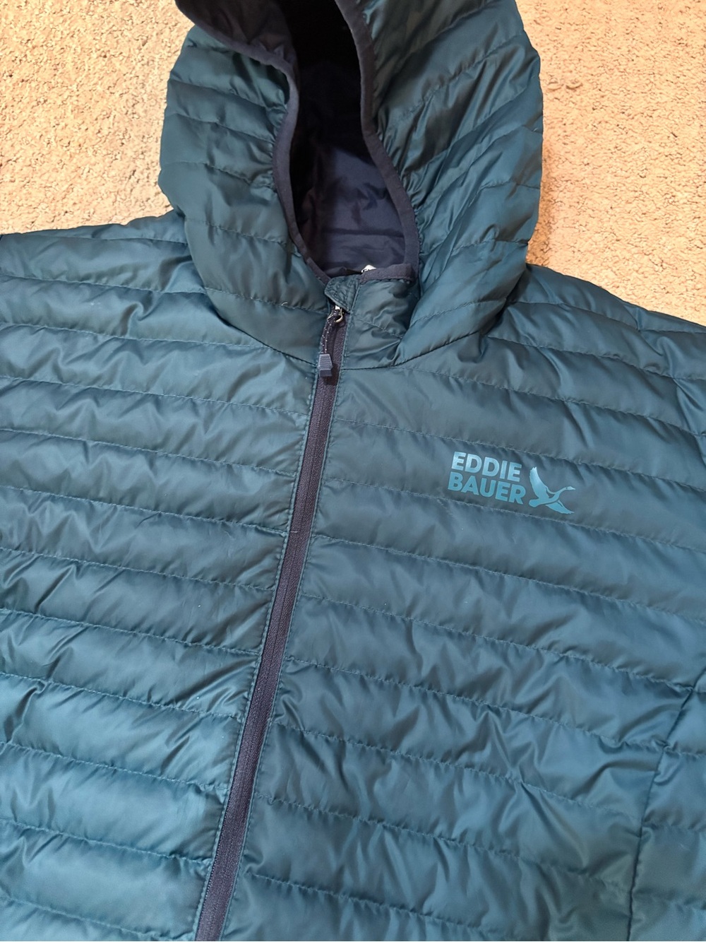 Eddie Bauer Women’s 2XL EB650 Down Hoodie Puffer Jacket Teal Blue-Green Packable - Picture 2 of 11